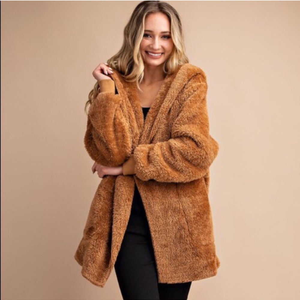 Camel Faux Fur Jacket - Picture 2 of 10
